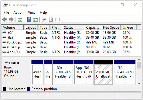 Move Unallocated space