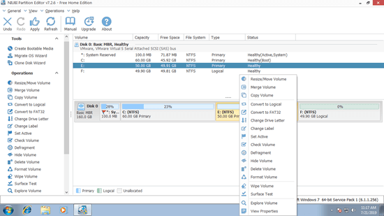 Partition operations