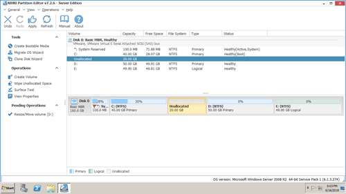 Move unallocated space