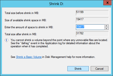 Shrink Volume